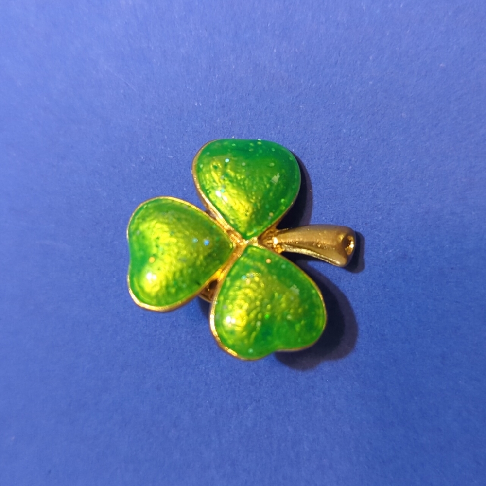 Vintage Shamrock Four Leaf Clover Brooch Pin St. Patrick's Day